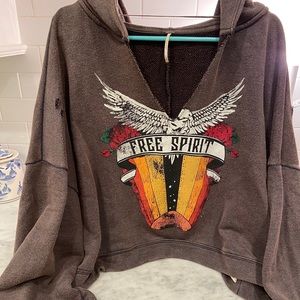 Free People Cropped Oversized Hoodie